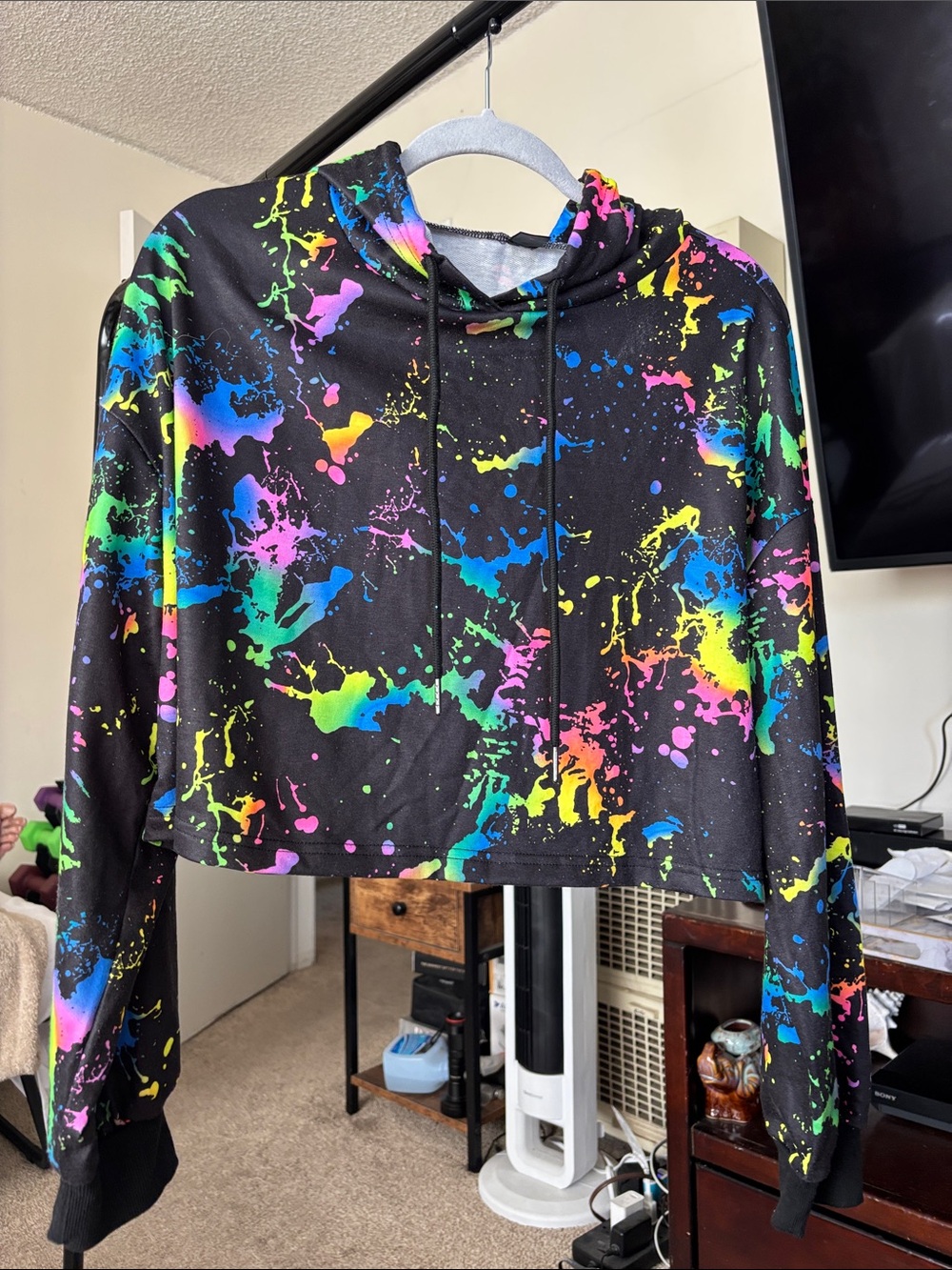 New SHEIN EZwear reflective splatter print hoodie. Size L